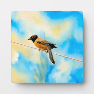 A lonely colourful bird plaque
