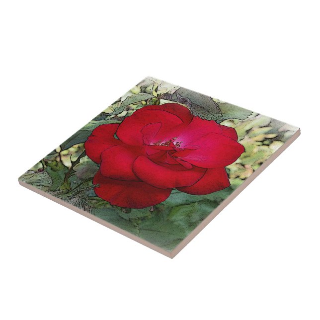 A lonely rose ceramic tile (Side)