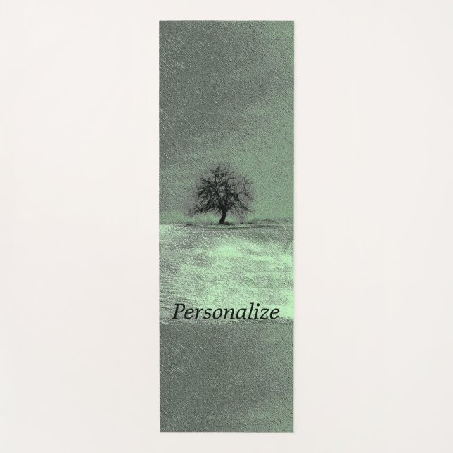 A lonely tree in black and green with your name yoga mat (Front)