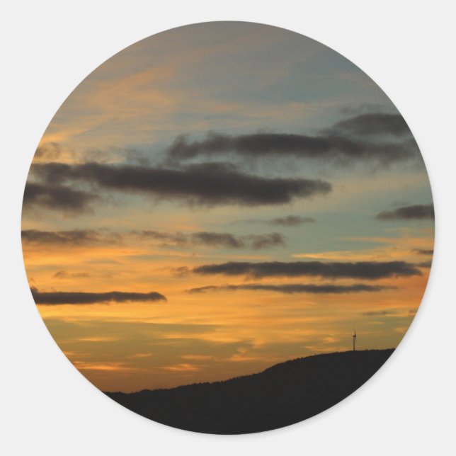 A Lonely Windmill in the Sunset Classic Round Sticker (Front)