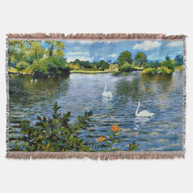 A Long Island Lake, fine art, Throw Blanket (Front)