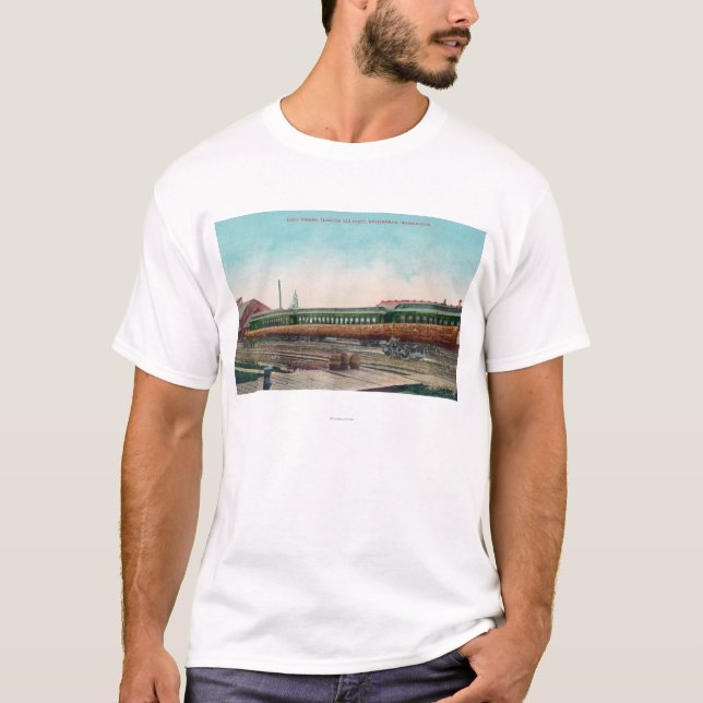 A Long Tree Log on Railroad Tracks T-Shirt (Front)