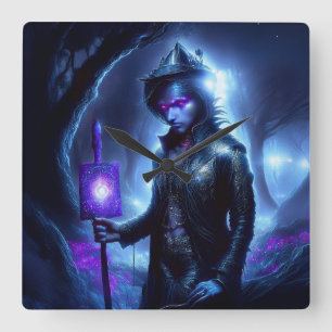 A Lost Soul Wanders The Night Forest Square Wall Clock