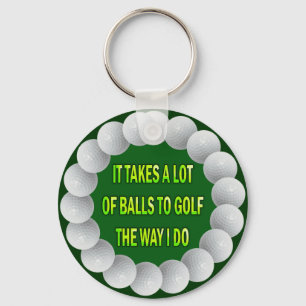 A LOT OF BALLS GOLF HUMOR KEY RING