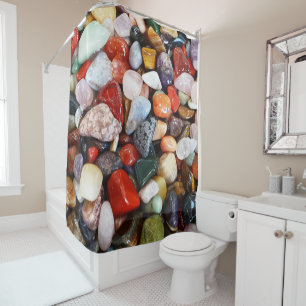 a lot of beautifully coloured stones shower curtain