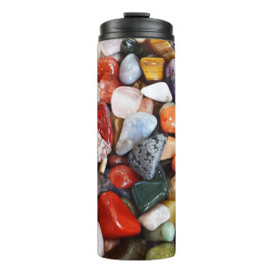 a lot of beautifully coloured stones thermal tumbler