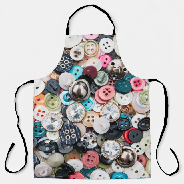A lot of colourful sewing buttons of different col apron (Front)