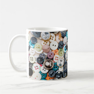 A lot of colourful sewing buttons of different col coffee mug