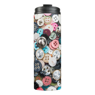 A lot of colourful sewing buttons of different col thermal tumbler
