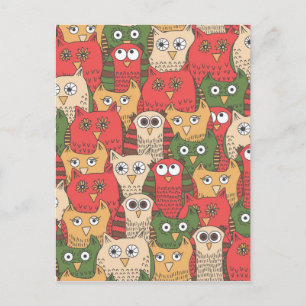 A lot of cute owls postcard
