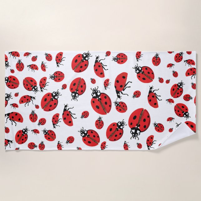 A lot of Red Ladybugs Lucky Pattern   Beach Towel (Front)
