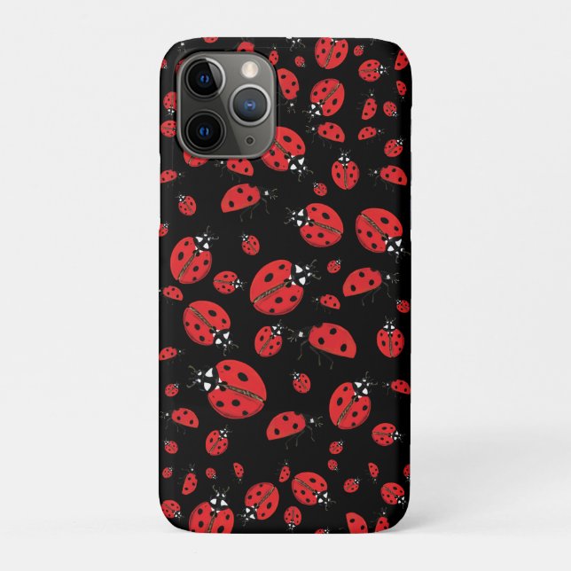 A lot of Red Ladybugs Lucky Pattern Green Case-Mate iPhone Case (Back)