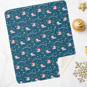 A Lotl Christmas Fun Cute Happy Santa Axolotl Sherpa Blanket