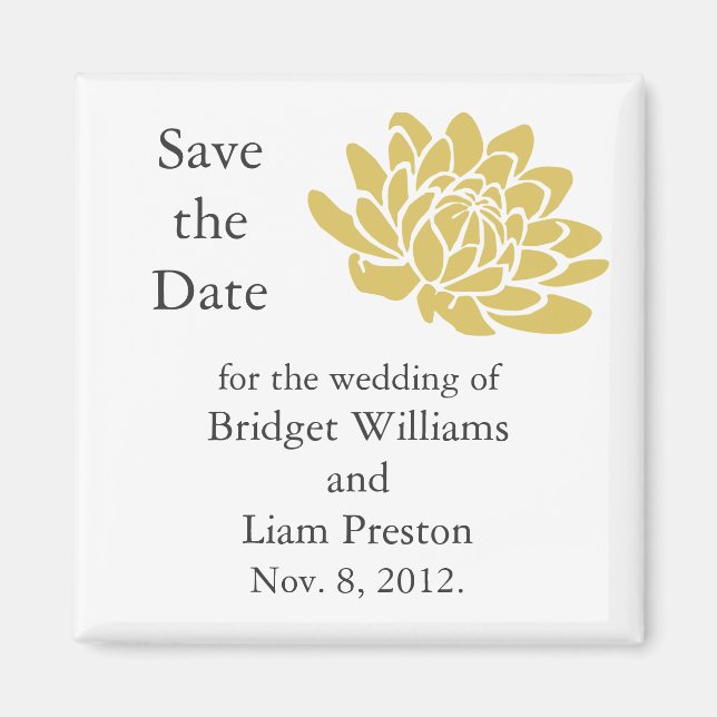 A Lotus Flower Save the Date Magnet (yellow) (Front)