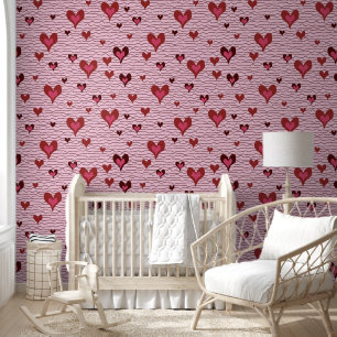 A Love for Stripes and Hearts, Pink Wallpaper