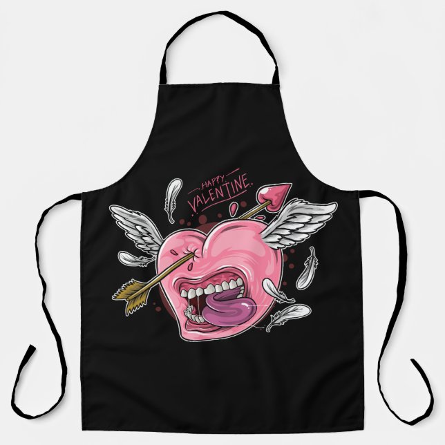 a love heart with lips and wings that are hit by l apron (Front)