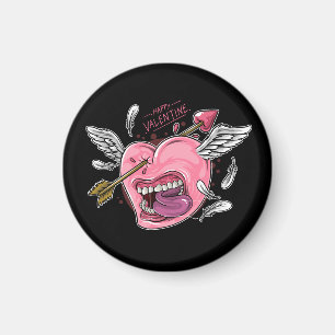 a love heart with lips and wings that are hit by l magnet