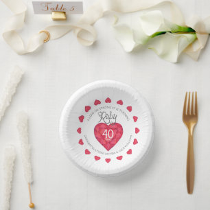 A love so strong ruby wedding 40th anniversary paper plate