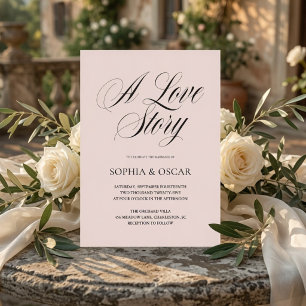 A Love Story Blush Minimalist Elegant Invitation