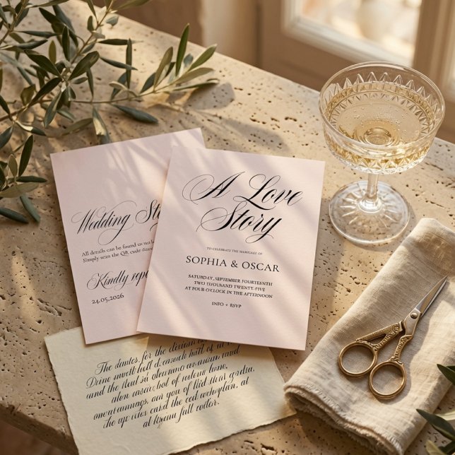 A Love Story Wedding Invitation with QR Code  (Creator Uploaded)