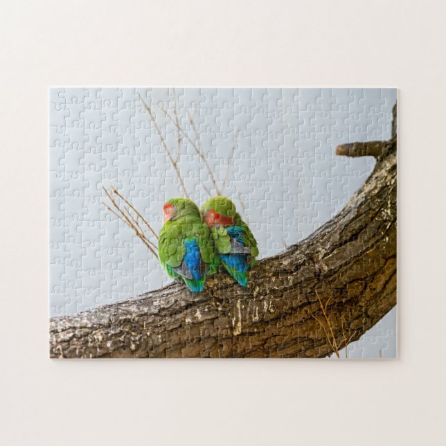 A Lovebird Couple On A Branch Jigsaw Puzzle (Horizontal)