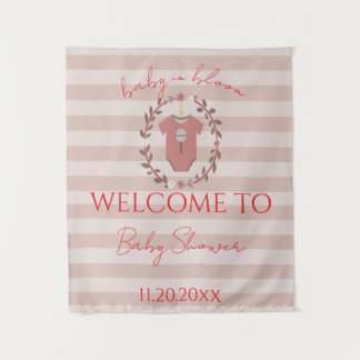 A lovely baby shower design with classic stripes tapestry