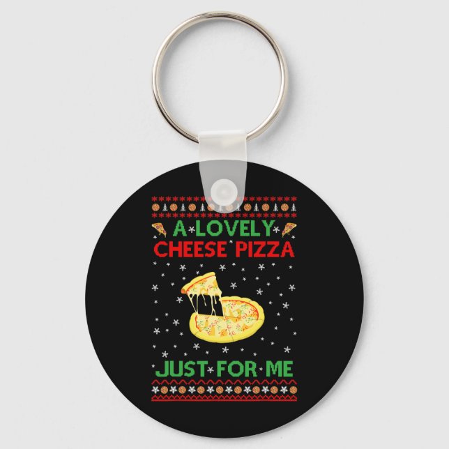 A Lovely Cheese Pizza  Alone Fun Kevin X-Mas Home  Key Ring (Front)