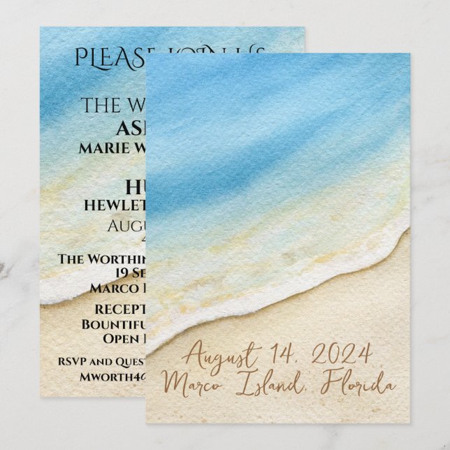 A Lovely Day For A Beach Wedding - Invitation (Front/Back)