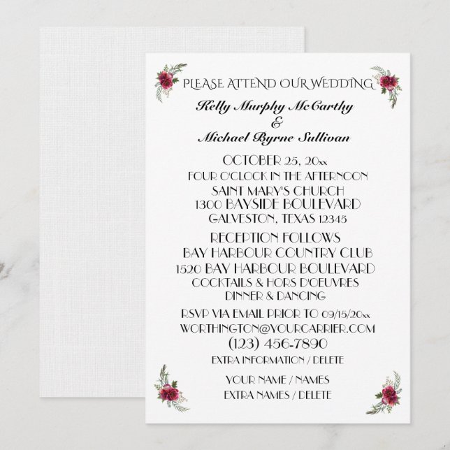 A Lovely Day For A Wedding - Invitation (Front/Back)