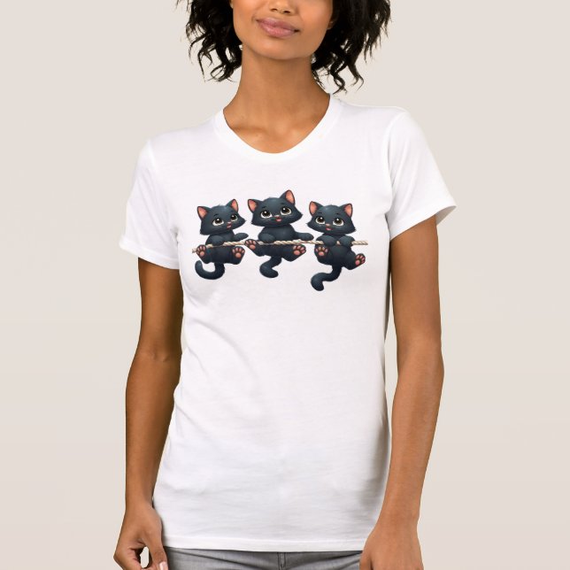 A lovely design featuring playful black cats for f T-Shirt (Front)
