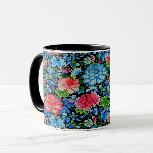 A Lovely Philip Jacobs Fabric Silk Road Peony Mug (Front Left)