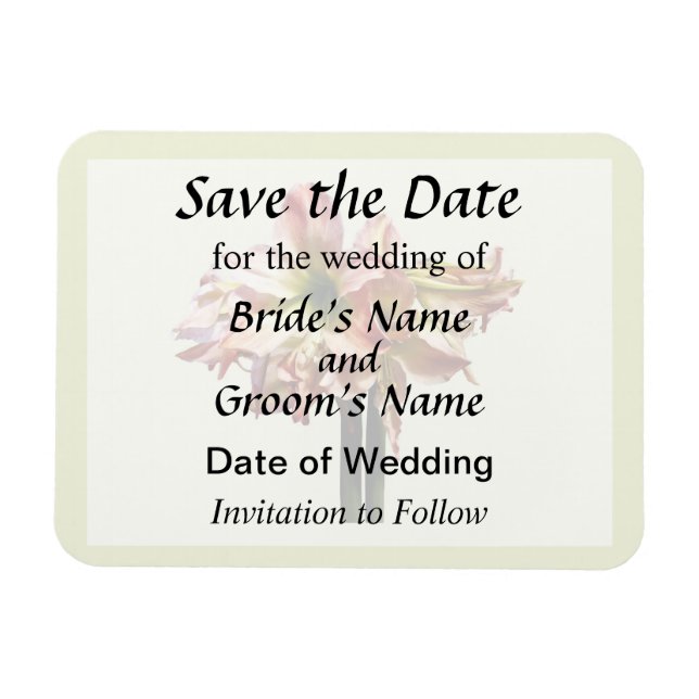A Lovely Pink and White Amaryllis Save the Date Magnet (Horizontal)