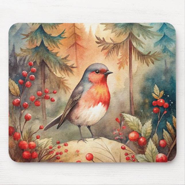 A lovely Robin in Autumn Mouse Pad (Front)