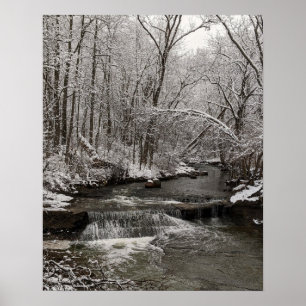 A Lovely Snowy Waterfall Poster