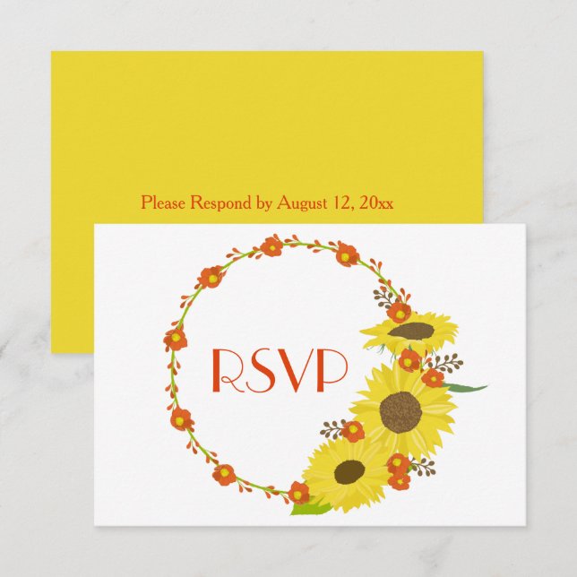 A lovely Sunflower RSVP Invitation (Front/Back)