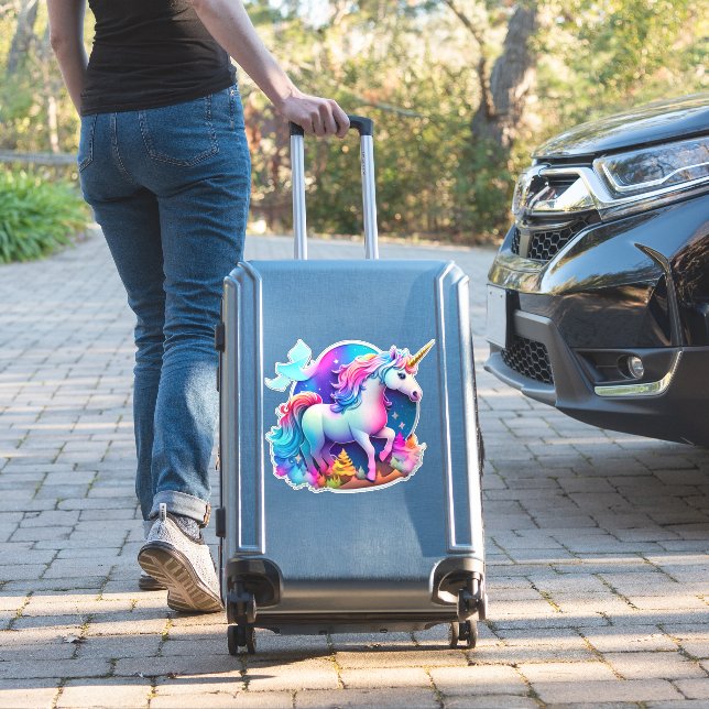 A Lovely Unicorn Sticker  (Suitcase Insitu)