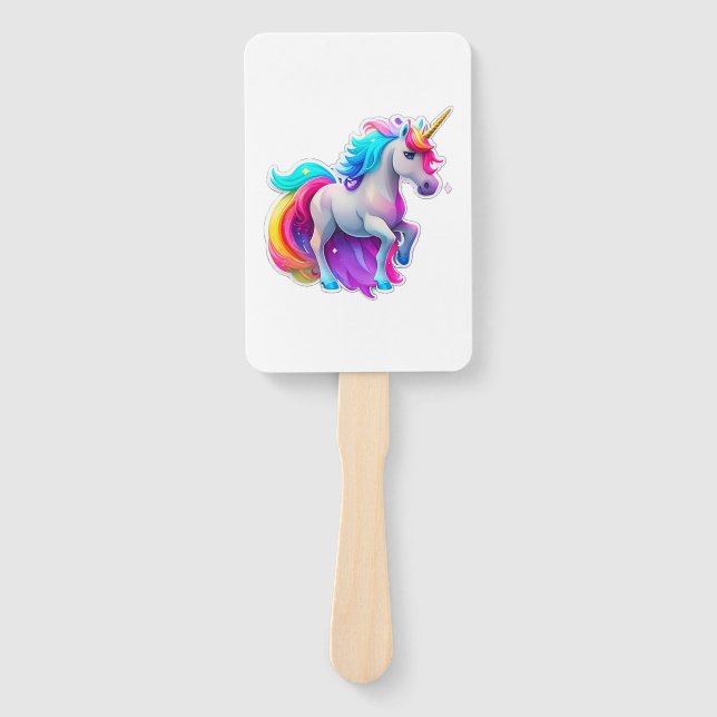 A Lovely Unicorn Sticker 2 Hand Fan (Front)