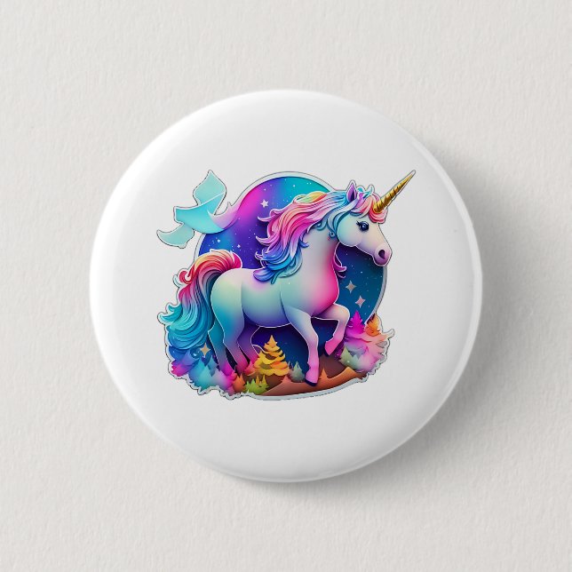 A Lovely Unicorn Sticker  6 Cm Round Badge (Front)