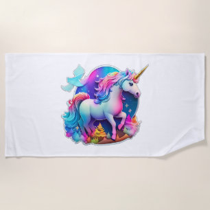 A Lovely Unicorn Sticker  Beach Towel