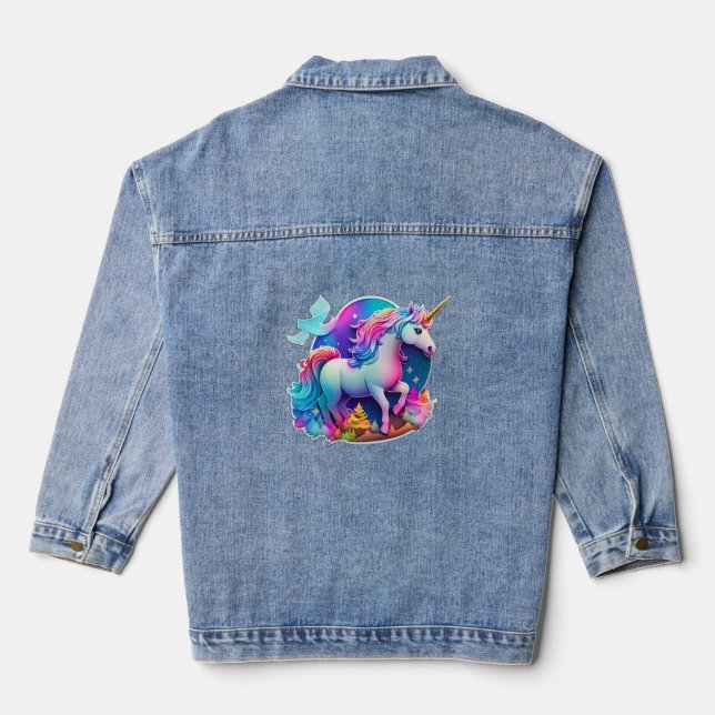 A Lovely Unicorn Sticker  Denim Jacket (Back)
