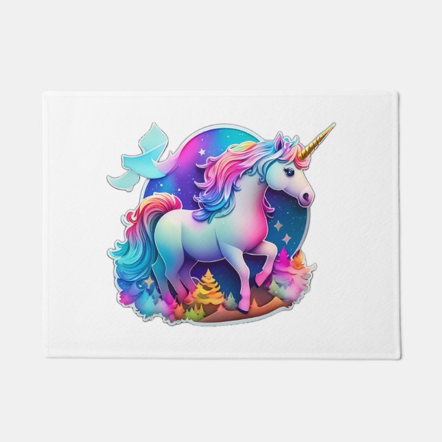 A Lovely Unicorn Sticker  Doormat (Front)