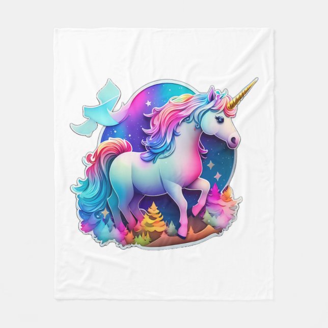 A Lovely Unicorn Sticker  Fleece Blanket (Front)