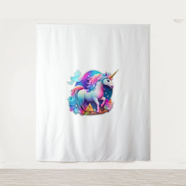 A Lovely Unicorn Sticker  Tapestry (Front)