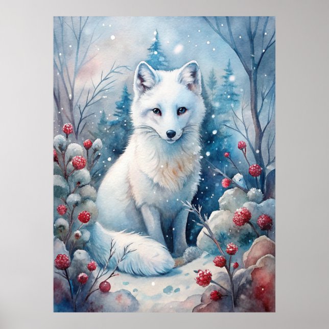 A Lovely White Fox in Winter Poster (Front)