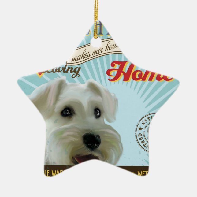 A Loving Mini Schnauzer Makes Our House Home Ceramic Ornament (Front)