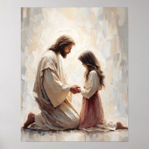 A Loving Saviour, Christian Art, Jesus and Girl Poster