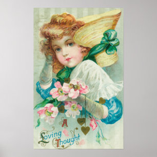 A Loving Thought Maiden with Bonnet Poster
