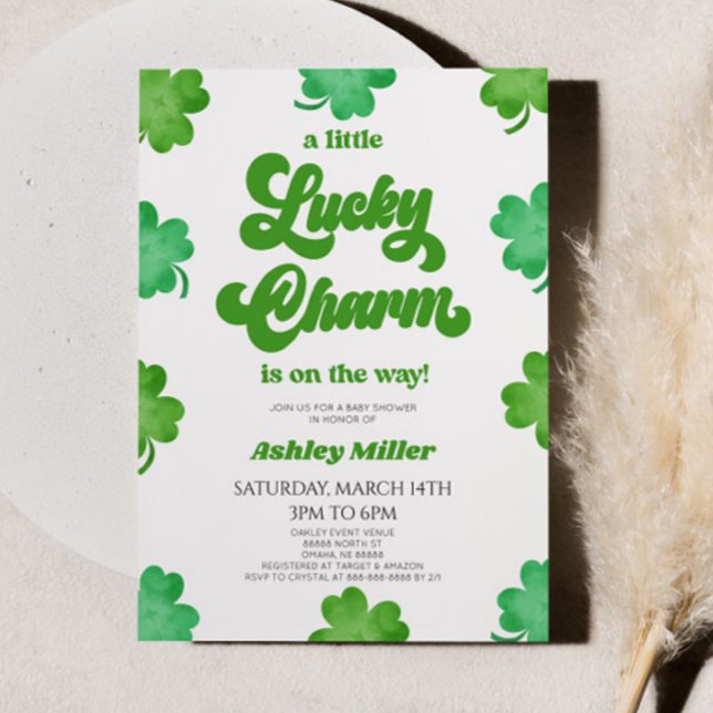 A Lucky Charm Green Clover Baby Shower Invitation (Creator Uploaded)
