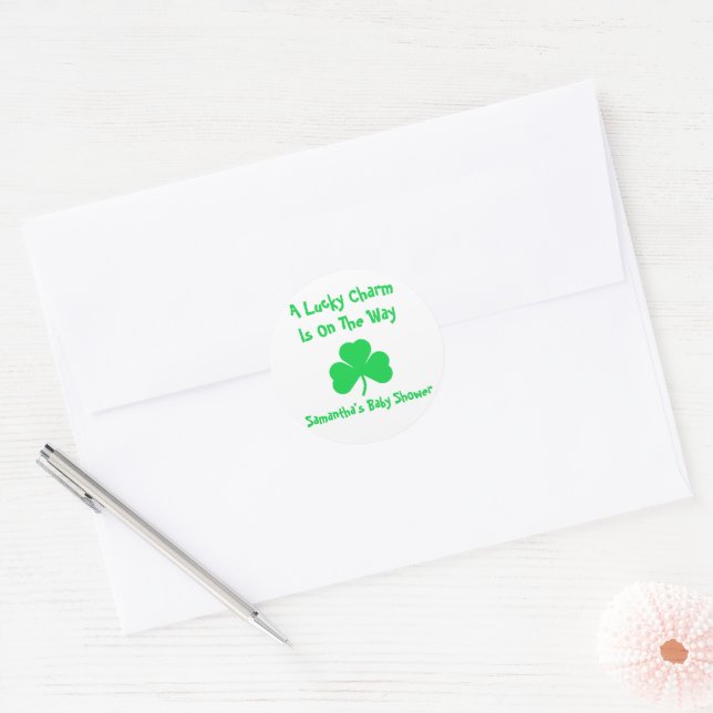 A Lucky Charm Is On The Way Classic Round Sticker (Envelope)