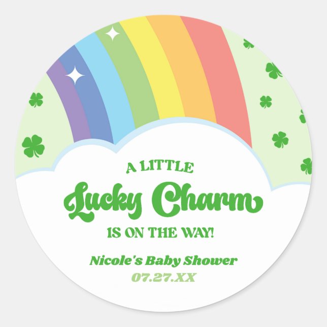 A Lucky Charm St. Patrick's Day Baby Shower Classic Round Sticker (Front)